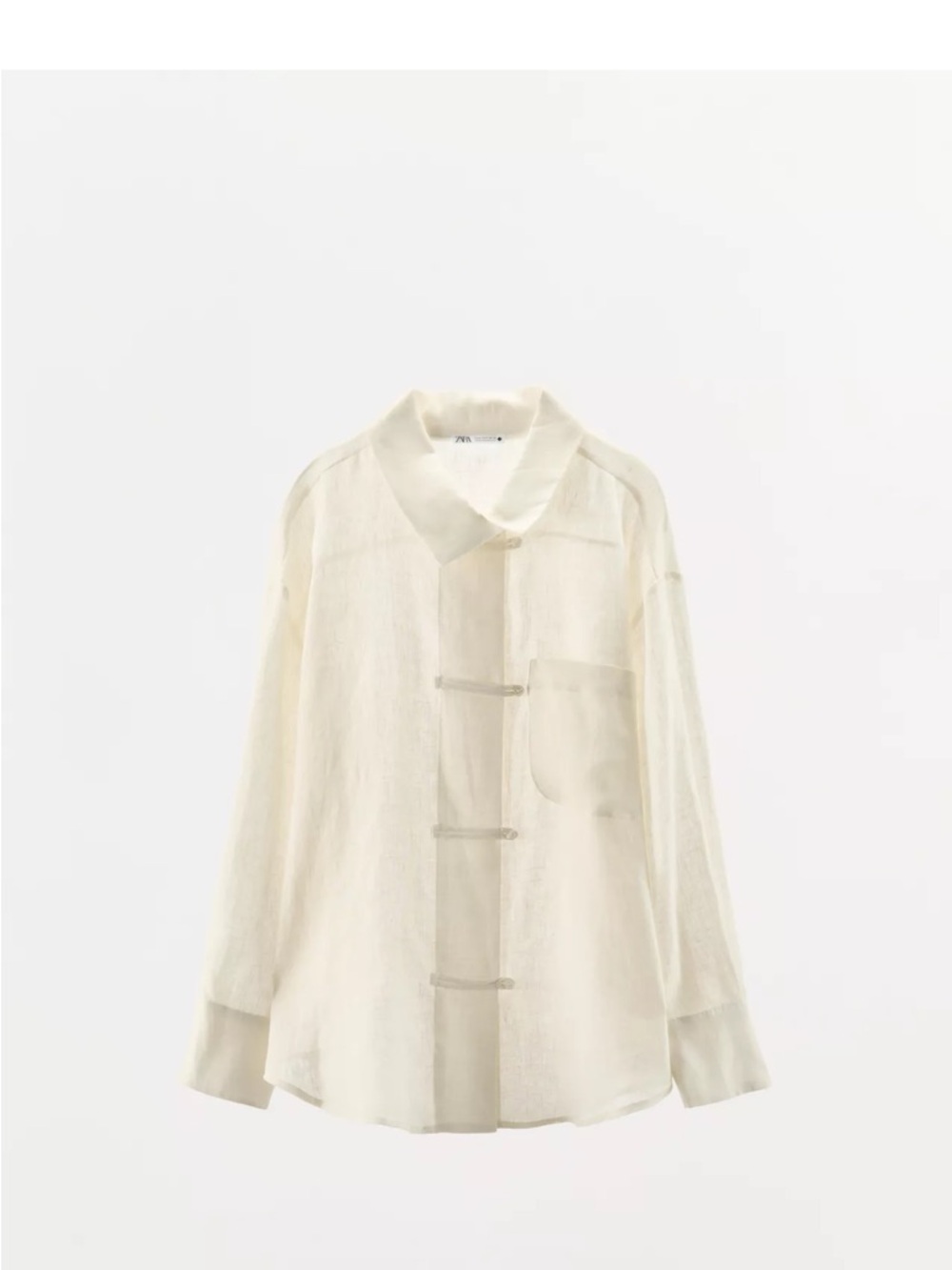 Zara ecru Button-Down Linen Shirt